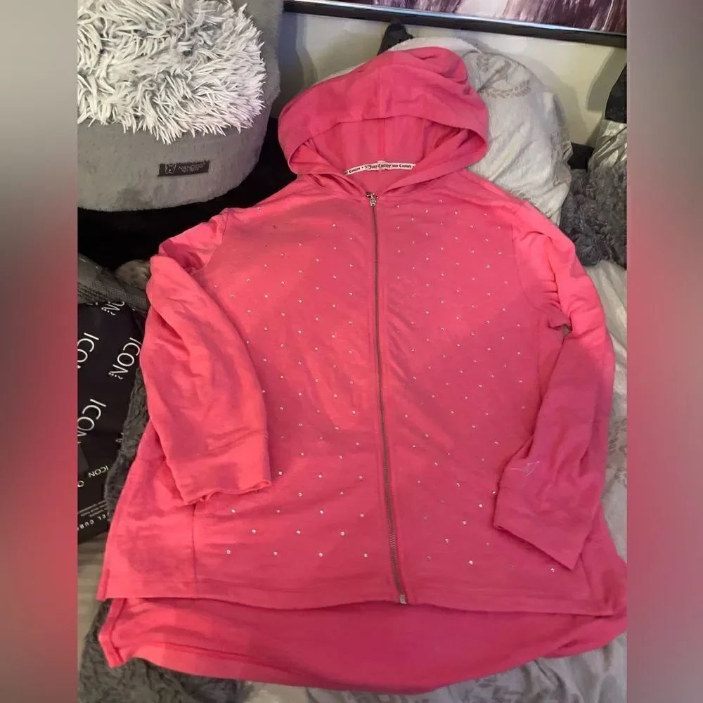 Barbie pink y2k juicy couture bling full zip up sweatshirt hoodie top